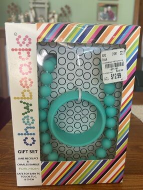 Chewable Teething Jewelry Set - Teal Jane Necklace & Charles Bangle